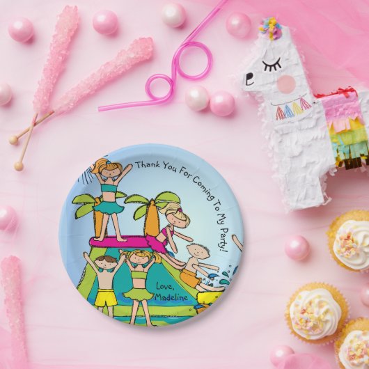 プールカスタマイズパーティー感謝してい誕生日紙プレート ペーパープレート (パーティー)