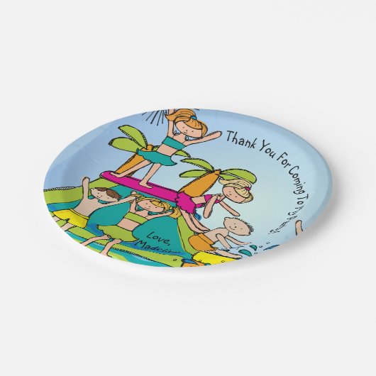 プールカスタマイズパーティー感謝してい誕生日紙プレート ペーパープレート (アングル)