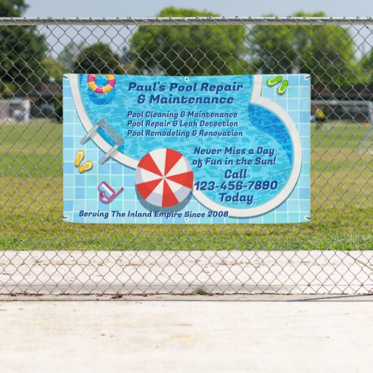 プールカスタマイズ保守修理サービス事業 横断幕 (インサイチュ)