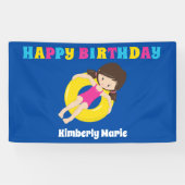 プールカスタムパーティースイミングガールハッピーバースデー 横断幕 (横)
