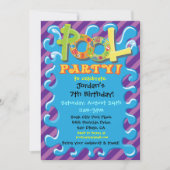 プールカラフルパーティの招待状 招待状 (正面)