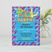 プールカラフルパーティの招待状 招待状 (スタンド正面)