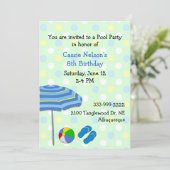 プールカラフルパーティー誕生日招待状 招待状 (スタンド正面)