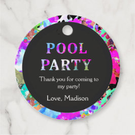 プールカラフルパーティー誕生日、任意の年齢、ありがとう フェイバータグ