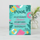 プールカラフルパーティー誕生日 招待状 (スタンド正面)