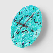 プールカリグラフィ手書きへようこそ ラウンド壁時計 (傾斜)