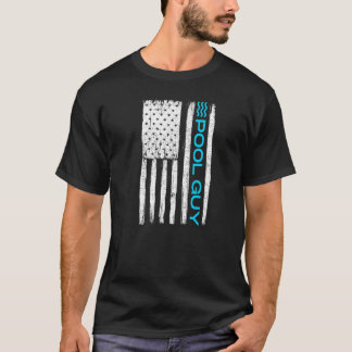 プールガイヴィンテージレトロ愛国米国国旗のプレミアム Tシャツ