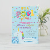 プールガールお誕生日会の招待状　プールユニコーンに招待しよう 招待状 (スタンド正面)