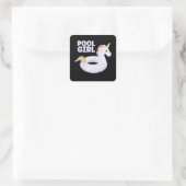 プールガールユニコーンフロートパーティー夏休み スクエアシール (バッグ)