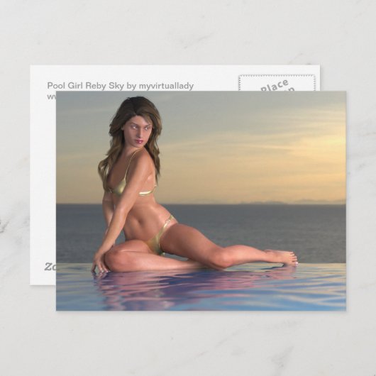 プールガールレビースカイポストカード ポストカード (正面/裏面)