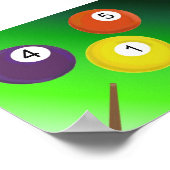 プールキューとビリヤードのボールポスター ポスター (角)