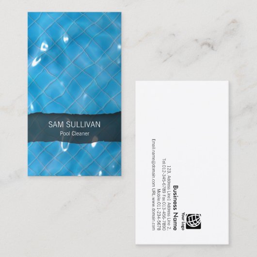 プールクリーナ澄んブルーウォータービジネスカード 名刺 (正面/裏面)