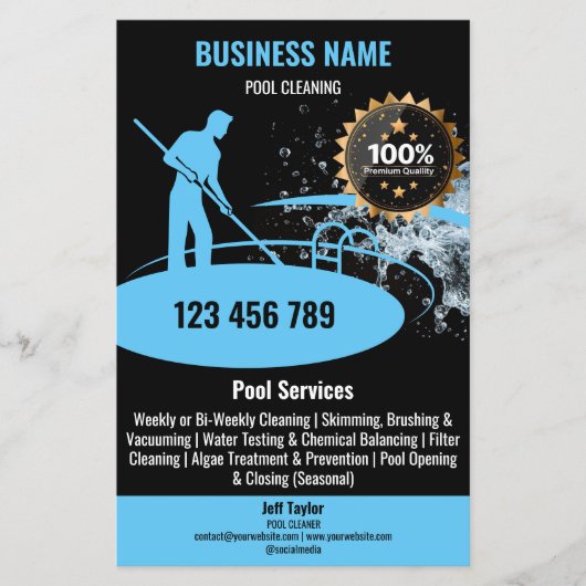 プールクリーニングサービスプールのメンテナンスと修復 チラシ (正面)