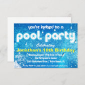 プールクールパーティの招待状 招待状 (正面/裏面)