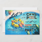 プールクールパーティーのロボット 招待状 (正面)