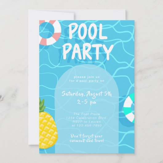 プールクールパーティーサマースイミング 招待状 (正面)