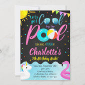 プールクールパーティースイミング誕生日招待状 招待状 (正面)