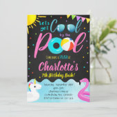 プールクールパーティースイミング誕生日招待状 招待状 (スタンド正面)