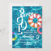 プールクールパーティー子供の誕生日 招待状 (正面)