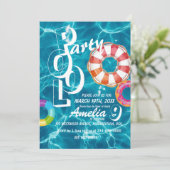 プールクールパーティー子供の誕生日 招待状 (スタンド正面)