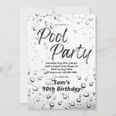 プールクールパーティー水スプラッシュ夏の誕生日パーティー 招待状 (正面)