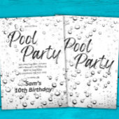 プールクールパーティー水スプラッシュ夏の誕生日パーティー 招待状