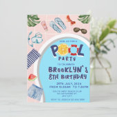 プールクールパーティー誕生日招待状 招待状 (スタンド正面)