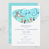 プールクールフルーツカクテルシップ&ディップカップルシャワー 招待状 (正面/裏面)