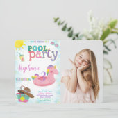プールクール誕生日フォト招待状 招待状 (スタンド正面)
