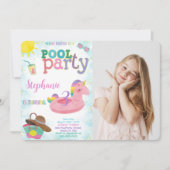 プールクール誕生日フォト招待状 招待状 (正面)