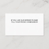 プールケージ画面の修復名刺 名刺 (裏面)