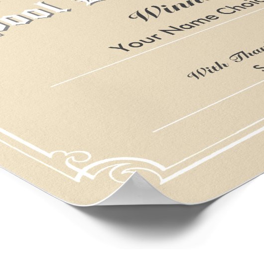 プールコンペティション優勝者の証明書ポスター ポスター (角)