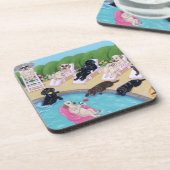 プールサイドのパーティーのラブラドールの絵を描くこと コースター (左側)