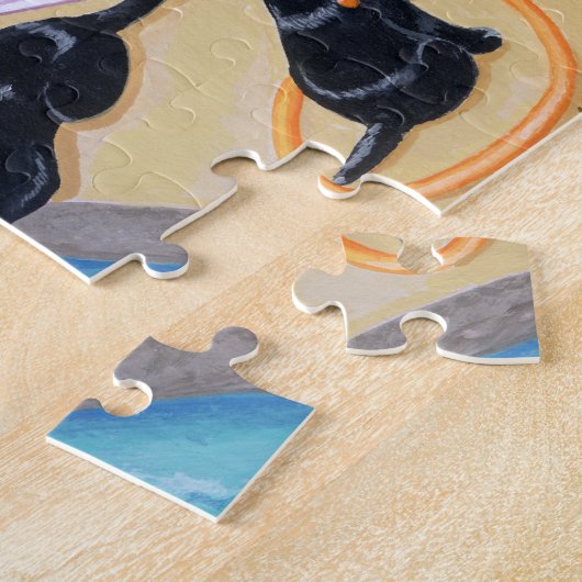 プールサイドのパーティーのラブラドールの絵を描くこと ジグソーパズル (側面)