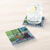 プールサイドのピアノ練習 ガラスコースター (アングル)