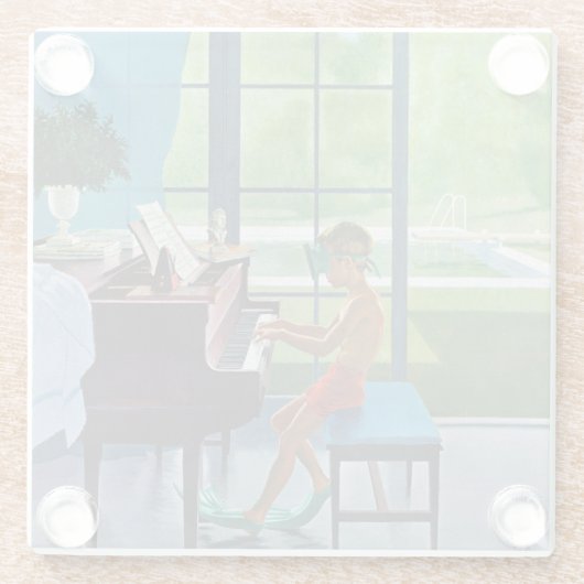 プールサイドのピアノ練習 ガラスコースター (裏面)