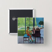 プールサイドのピアノ練習 缶バッジ (正面&裏面)