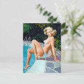 プールサイドのピンアップ ポストカード (スタンド正面)