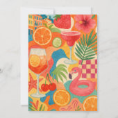 プールサイドのプロセッコトロピカルコラージュ | サマープール 招待状 (裏面)