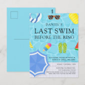 プールサイドの独身パーティー招待状 ポストカード (正面/裏面)