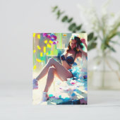 プールサイドアットザクラブファンタジーアートポストカード ポストカード (スタンド正面)