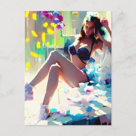 プールサイドアットザクラブファンタジーアートポストカード ポストカード (正面)