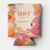 プールサイドサマートロピカルパーソナライズされたバチェロレッテ 缶クーラー (正面)