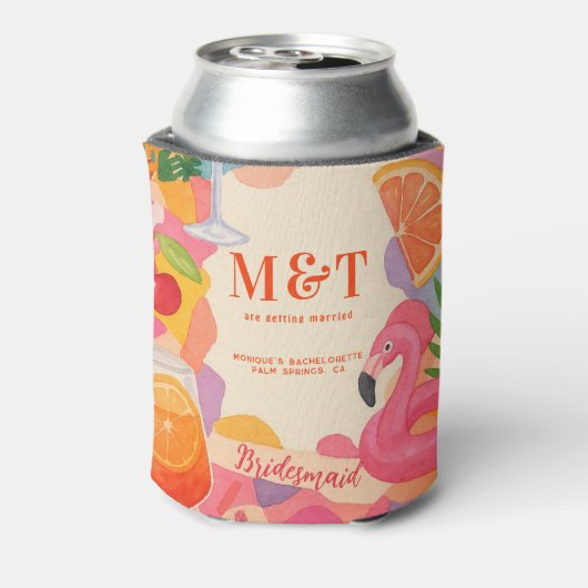 プールサイドサマートロピカルパーソナライズされたバチェロレッテ 缶クーラー (缶裏面)