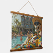 プールサイドスケルトン 吊り下げ型タペストリー (傾斜あり)