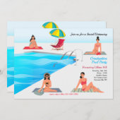 プールサイドソーシャルディスタンシング 招待状 (正面/裏面)