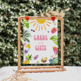 プールサイドテーマギフトとカードサイン ポスター