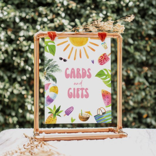 プールサイドテーマギフトとカードサイン ポスター