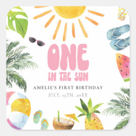 プールサイドテーマ第1誕生日 スクエアシール