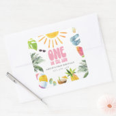 プールサイドテーマ第1誕生日 スクエアシール (封筒)